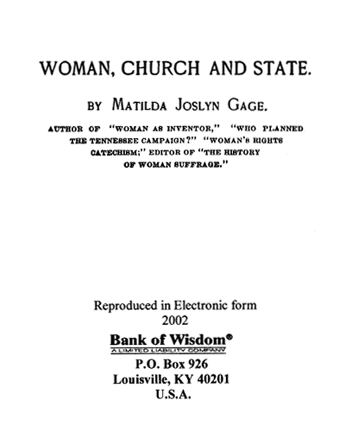 (image for) Woman, Church and State